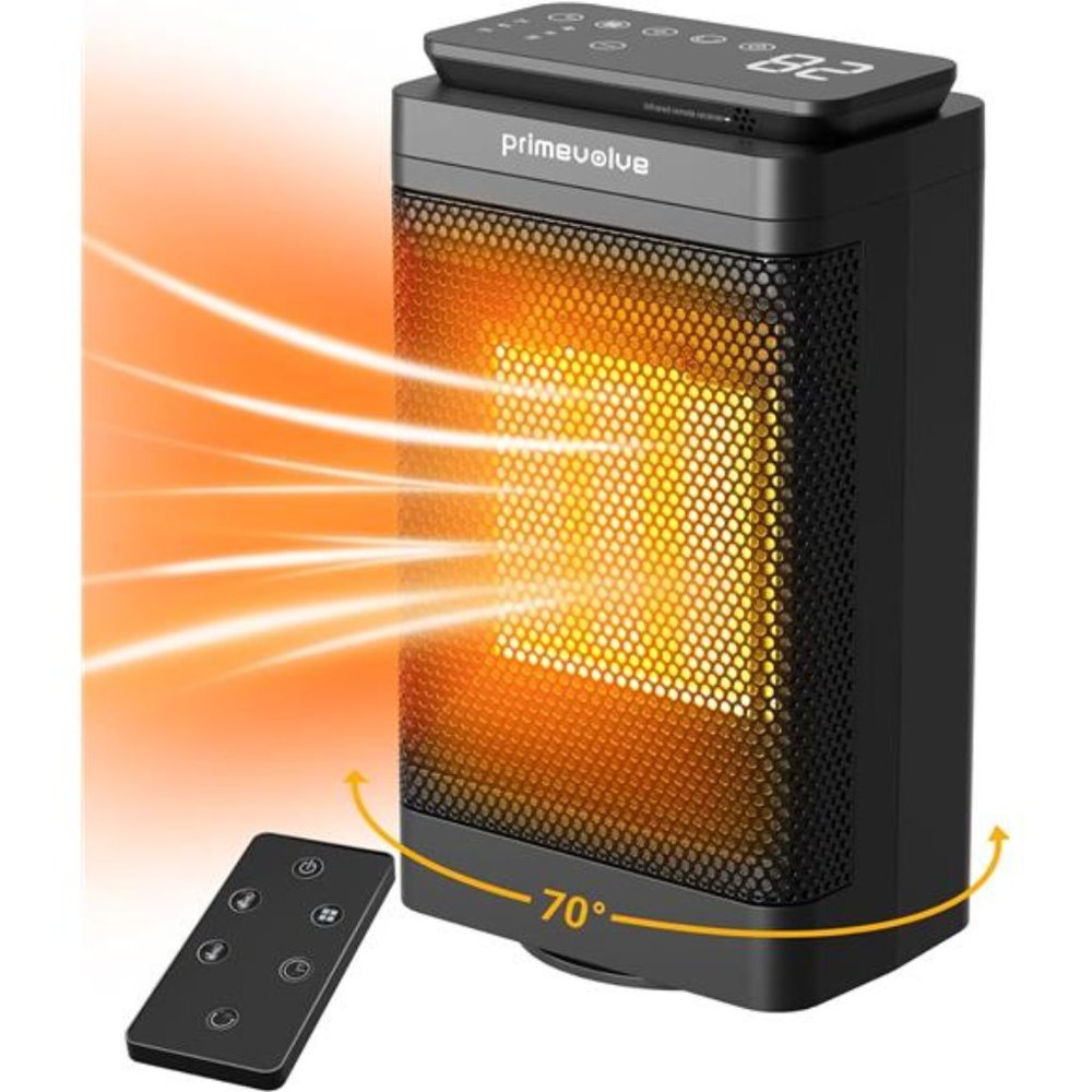 Portable Electric Space Heater with Remote, 1500W Ceramic Oscillating Heater